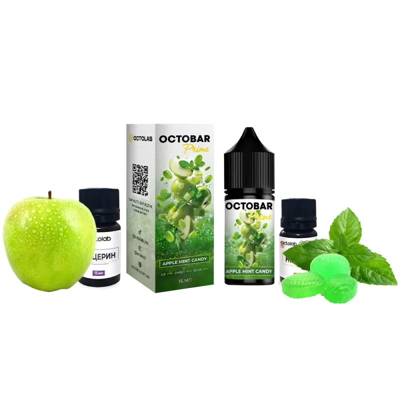 Набір Octobar Prime 30 мл 50 мг Apple Mint Candy (Яблуко М'ята Льодяник)