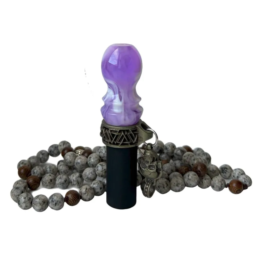 Персональний Мундштук для кальяну Glow Buble Clear purple (з бусами)