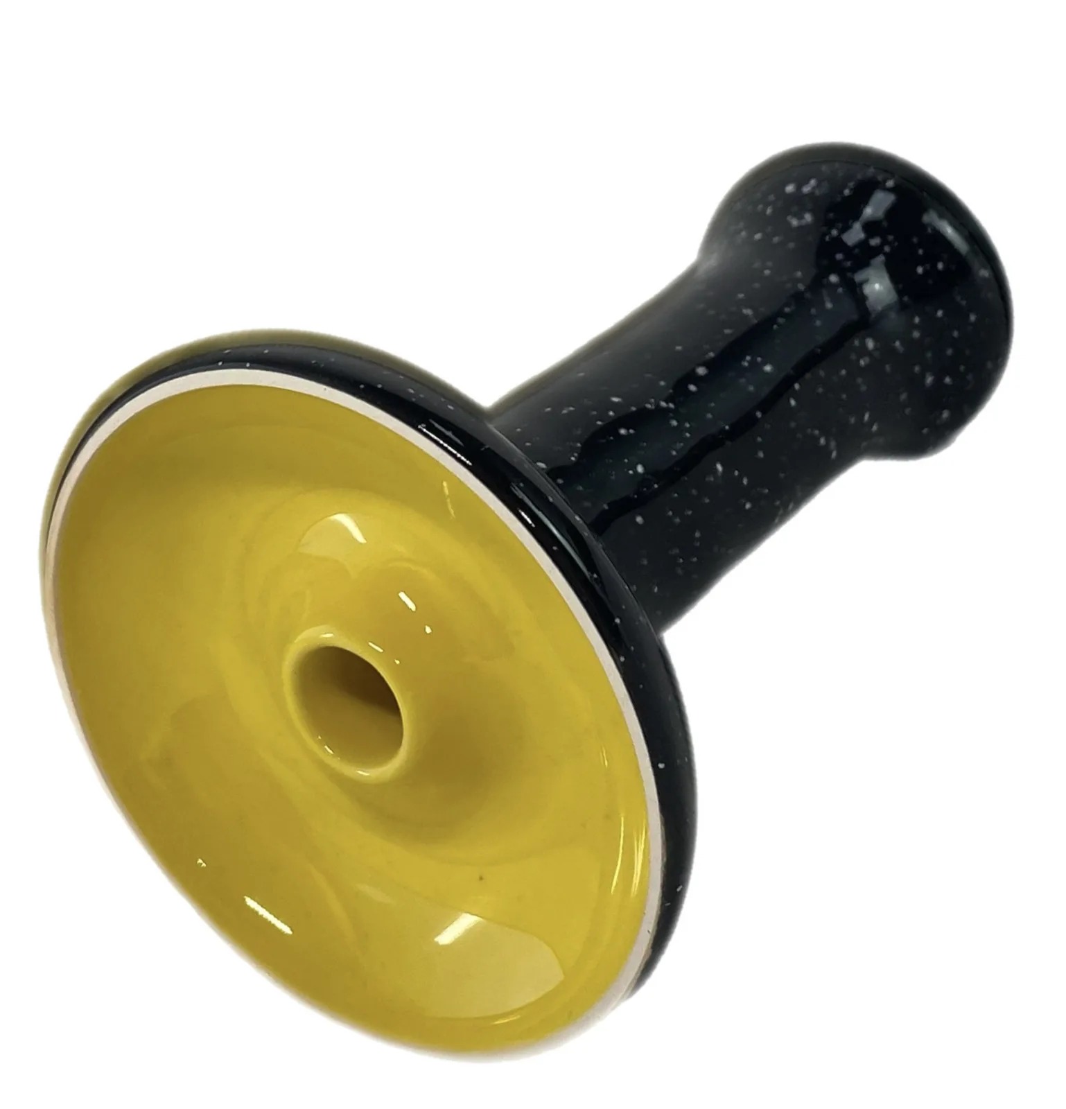 Чаша для кальяну 2х2 Bomb Phunnel Glaze Yellow (чорна в крапку) 2