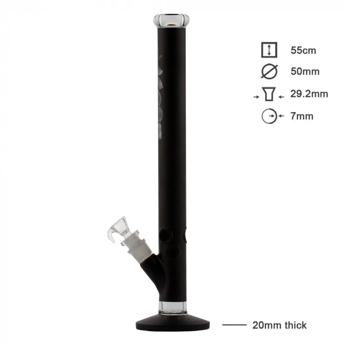 Бонг скляний BOOST PRO Straight Black - H:55cm - Ø:50mm - SG: 29,2mm