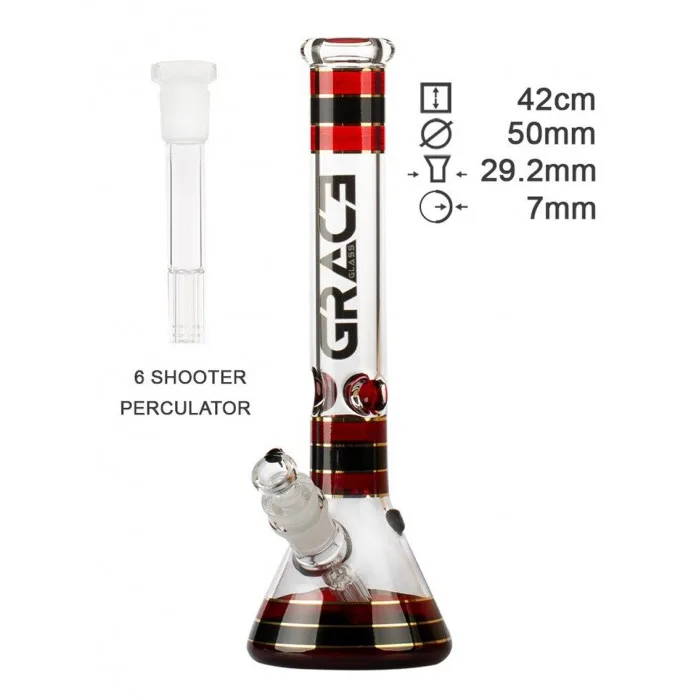 Бонг скляний Grace Glass | Striped Series Red H:32cm - D:50mm - SG:29mm