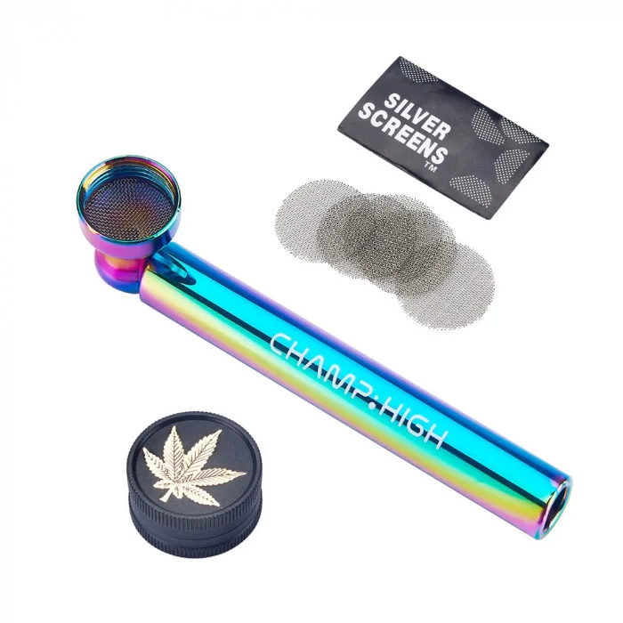 Трубка та гріндер CHAMP HIGH RAINBOW GLASS PIPE & GRINDER