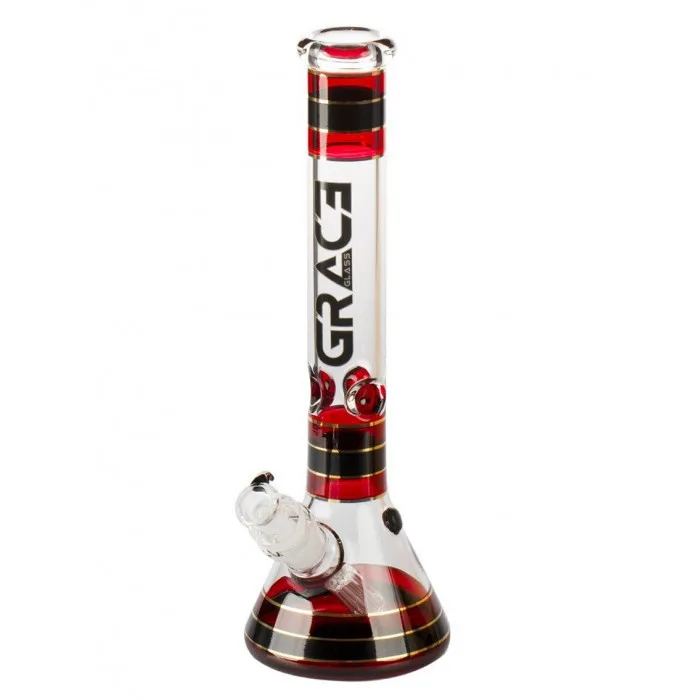 Бонг скляний Grace Glass | Striped Series Red H:32cm - D:50mm - SG:29mm 3