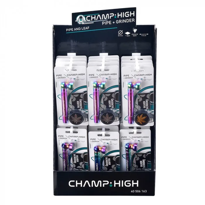 Трубка та гріндер CHAMP HIGH RAINBOW GLASS PIPE & GRINDER 2