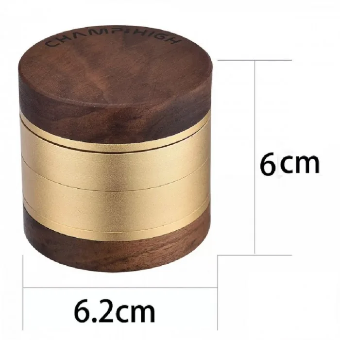 Гріндер деревяний CHAMP HIGH ROUND WOODEN GRINDER 62MM 4