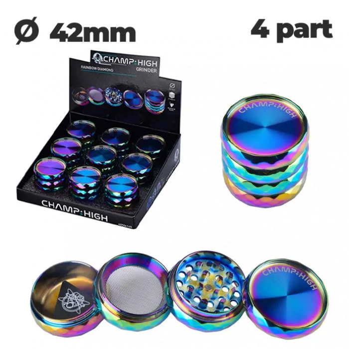 Гріндер алюмінієвий CHAMP HIGH RAINBOW DIAMOND GRINDER 42 mm