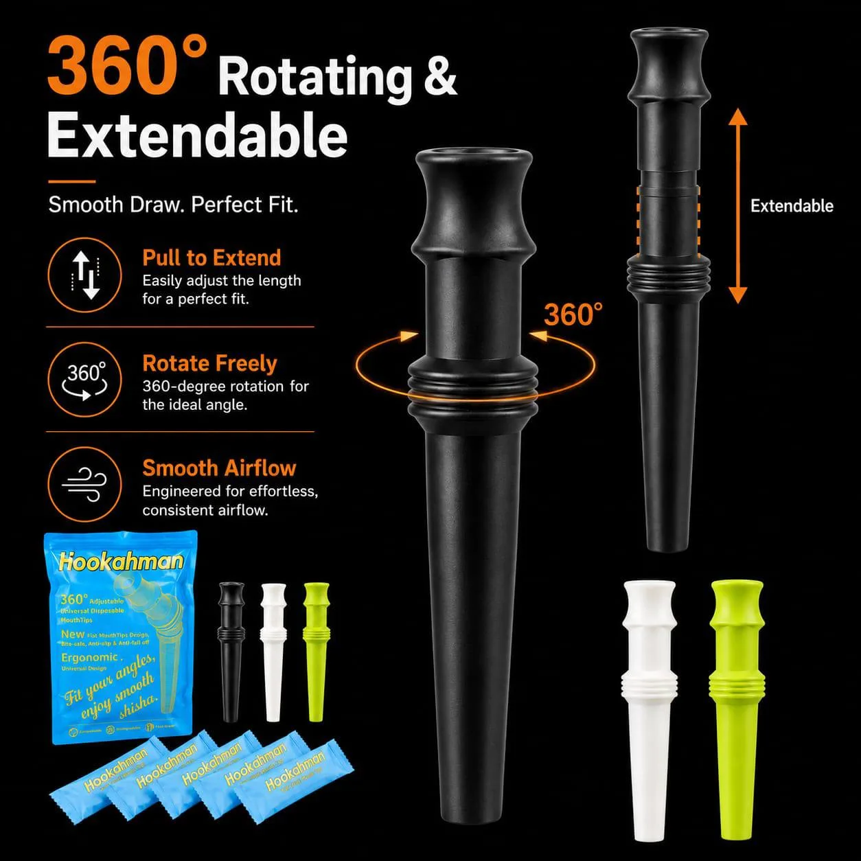 Мундштук для кальяну Одноразовий Hookahman Premium (уп 100 шт) 3