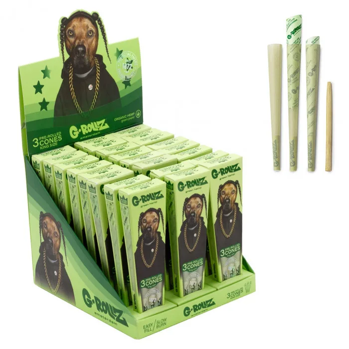 Конус G-Rollz | Pets Rock "Rap" Organic Green Hemp - 3 KS Cones