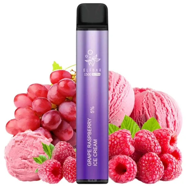 Elf Bar Ultra 1500 Grape Raspberry Ice Cream (Виноград Малина Морозиво)