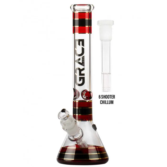 Бонг скляний Grace Glass | Striped Series Red H:32cm - D:50mm - SG:29mm 2