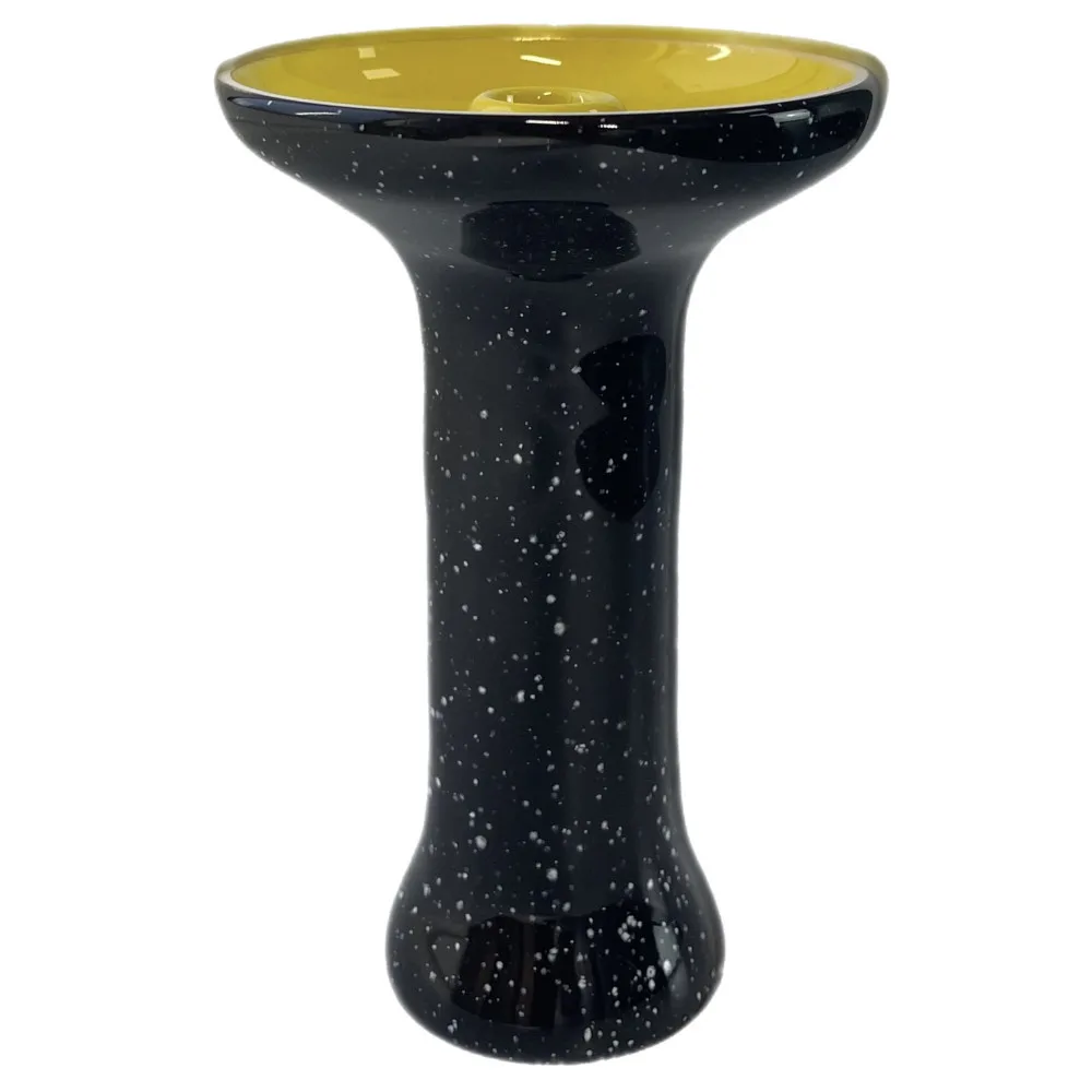 Чаша для кальяну 2х2 Bomb Phunnel Glaze Yellow (чорна в крапку)